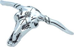 Bull Long Horn Blinged Out Western Silver Metal Belt Buckle Texas Rodeo