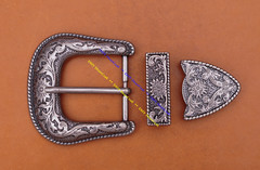 Quality Western Floral Engraved Antique Belt Buckle Set Fits 1 1/2&Prime;Wide Straps