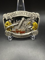 Vintage 1986 Volunteer Firefighter Belt Buckle Fire Rescue Fire Department USA