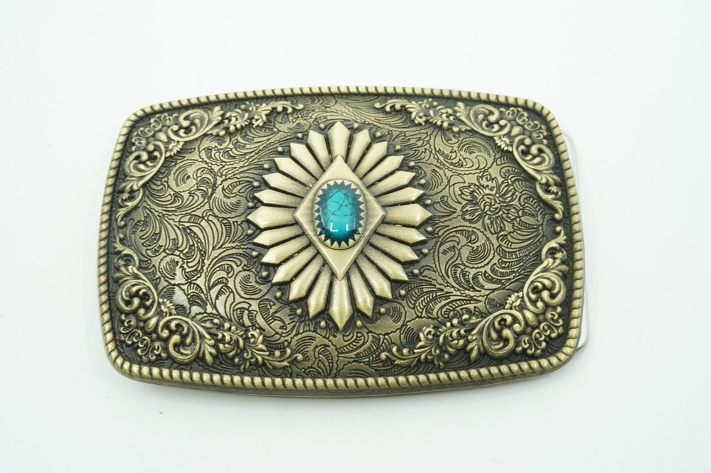 Bronze Plated Southwest Totem Rectangle Metal Belt Buckle