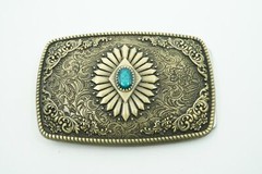Bronze Plated Southwest Totem Rectangle Metal Belt Buckle