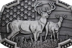 Men Dark Silver Color Metal Belt Buckle Deer Nature Hunter Western Biker Fashion