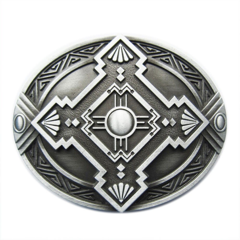 Oval Cross Celtic Knot Southwest Metal Belt Buckle