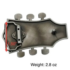 Guitar Head Belt Buckle Red & Silvertone Enamel