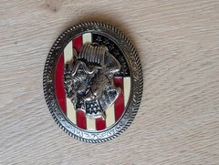 Belt Buckle American Flag Eagle Red White Blue Military Patriotic