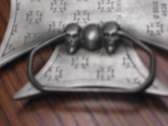 IRON CROSS WITH SKULLS BELT BUCKLE 3&Prime; #4638 PEWTER NEW