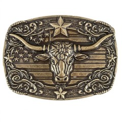Uelkr Western Cowboy Belt Buckle for Men, Cowgirl Longhorn One Size, Brown