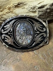 Abalone Xmas WESTERN SILVER BELT ADJUSTABLE BUCKLE MEN WOMEN UNIQUE VALENTINE