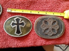 Gothic Black with Silver Cross Belt Buckles Lot Of 2