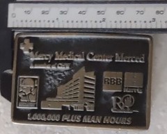 Mercy Belt Buckle Merced 1,000,000 + Man Hours Hospital Worker Honor Brass 2010