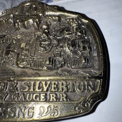 DURANGO & SILVERTON NARROW GAUGE RAILROAD SOLID BRASS BELT BUCKLE 1983