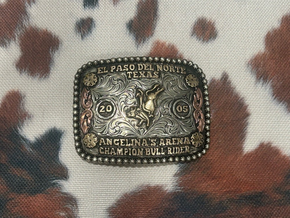 2005 Champion Bull Rider Trophy Buckle from Angelina’s Arena in El Paso, Texas