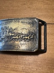 Vintage Wells Fargo and Company 1852 Stage Coach Rectangular Brass Belt Buckle