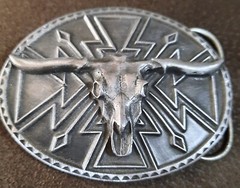 1990&rsquo;s Belt Buckle Buffalo Skull/Head Silverstone 3.5&Prime;×2 5/8&Prime;