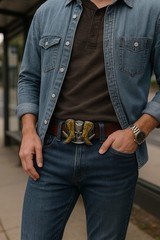 NEW Belt Buckle Men Women Silver Metal Western Rodeo Boot Cowboy Hat Horseshoe