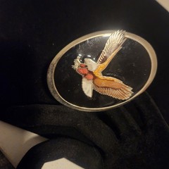 Vintage Soaring Eagle Bolo Black Enamel Silver Tone Oval Western Americana