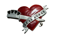 Love Hurts Sailor Jerry Dagger Heart Tattoo Belt Buckle