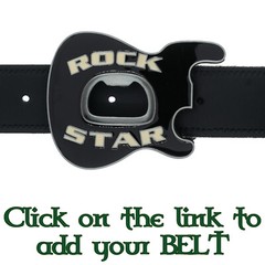Rock Star Guitar Belt Buckle Biker Rock Musician Music Chrome Metal