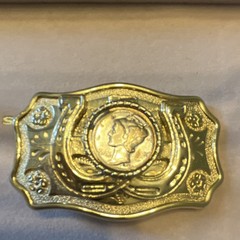 Men&rsquo;s Gold Tone Western Belt Buckle Metal Horseshoe & Coin Design