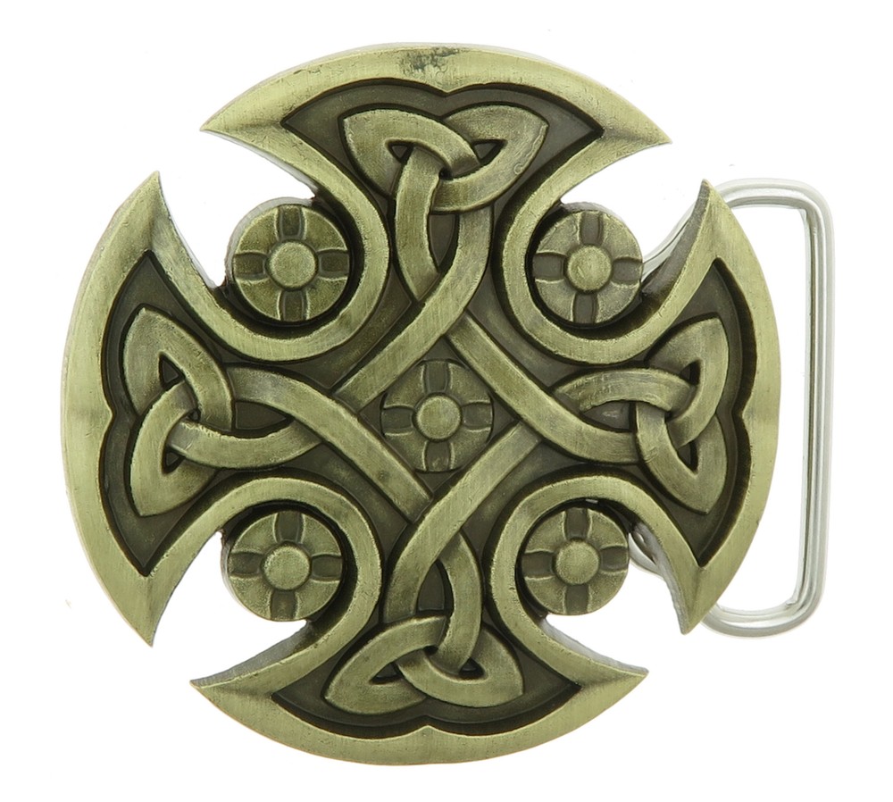 Celtic Knot Iron Cross Bronze Plated Belt Buckle