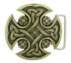 Celtic Knot Iron Cross Bronze Plated Belt Buckle