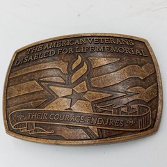 American Veteran Belt Buckle Disabled For Life DAV Military Vet Stars Stripes