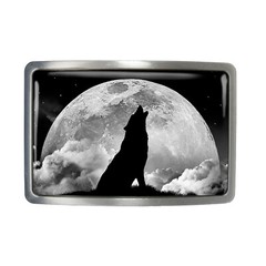 Wolf Belt Buckle – Full Moon Animal Spirit Rectangle Belt Buckle – 942