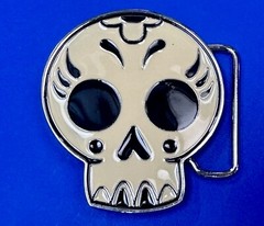 White Skull Mexican Katrina Dia De Muertos Day Of The Dead Cutout Belt Buckle