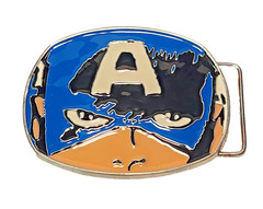2010 Marvel Vintage Captain America Cartoon Masked Face Metal Belt Buckle