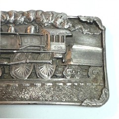 Vintage Western Train Buckle Metal American Railroad Steam Engine Sisskiyou 1986