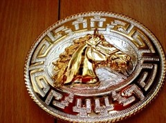 Western Cowboy Horse Head 2 Tones Belt Buckle Round