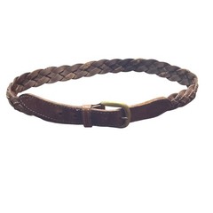 Gap Braided Leather Belt Brown Woven Solid Brass Buckle Men Small Vintage Style