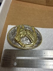 Vintage Horsehead and Horseshoe Belt Buckle by VIA N.Y
