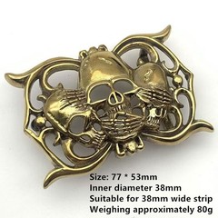 Pure copper skull belt buckle copper creative men&rsquo;s brass smooth buckle