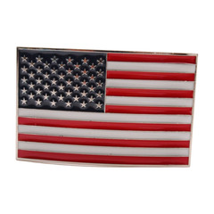 Men Women Belt Buckle Metal Silver United State America USA Flag 4th July Style