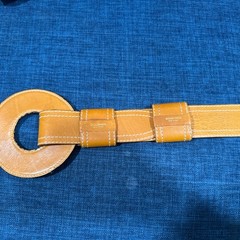 Bottega Veneta Y2K Wide Cognac Leather Large Circle Buckle Belt Made In Italy