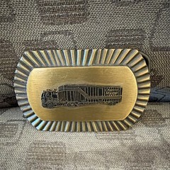 Western Metal Semi Truck Belt Buckle, Gold/Silver Engraved Rectangular 1.5in