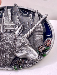 1983 Bergamot Brass Works Unicorn Castle Belt Buckle V-482 Made USA