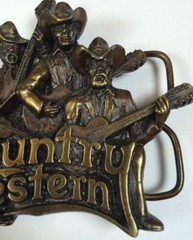 VTG Country Western Music Band Brass Belt Buckle Honkytonk Nashville Bergamot