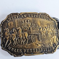 Vintage American Express Co Wells Butterfield Stagecoach Belt Buckle Synek NYC
