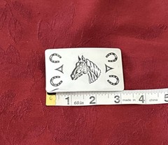Chambers Belt Co Silver Tone Western Horse Belt Buckle Rectangular