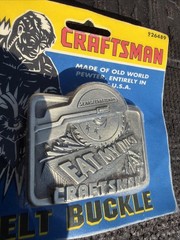 Rare Sears Craftsman Pewter « Eat My Dust » Tool Belt Buckle Silver 26489 USA Nos