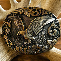 Vintage Award Design Medals Inc Solid Brass Bald Eagle Western Belt Buckle