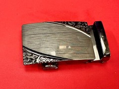 Ornate Flower Swirl Pattern Replacement Silver & Black Color Belt Buckle