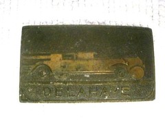 Vintage DELAHAYE Roadster V-38 Brass Belt Buckle 3 7/8&Prime; x 2 1/8&Prime;-Made in USA
