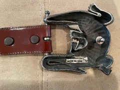 Huge Kieselstein-Cord Sterling Alligator Buckle With Brown Calfskin Belt Size 2