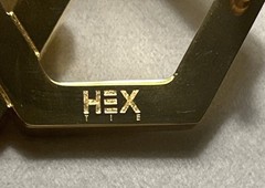 HEX TIE Geometric Gold Tone Belt Buckle Modern 3” 69g EUC Made In Italy Designer