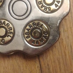 CLASSIC BELT BUCKLE RING OF BULLETS 44 MAGNUM GUN GOLD/SILVER TONE