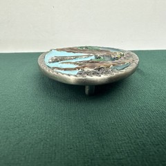 Vintage Eagle Landing On Branch Painted Metal Belt Buckle Silver Tone Nature