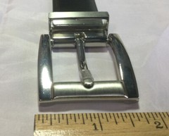Belt & Buckle Silver Tone Reversable Black Or Brown 1&Prime; Wide Size 36 Fits 32&Prime;-38&Prime;